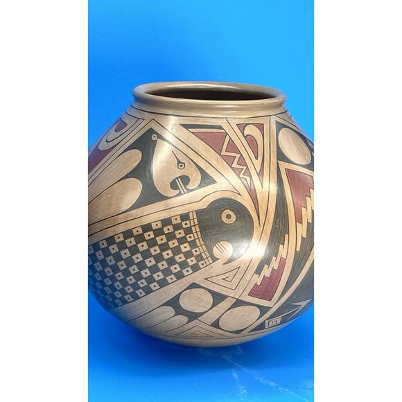 Andrea Villalba Signed Pottery MataOrtiz Polychrome HandPainted Geometric Animal - Picture 15 of 16